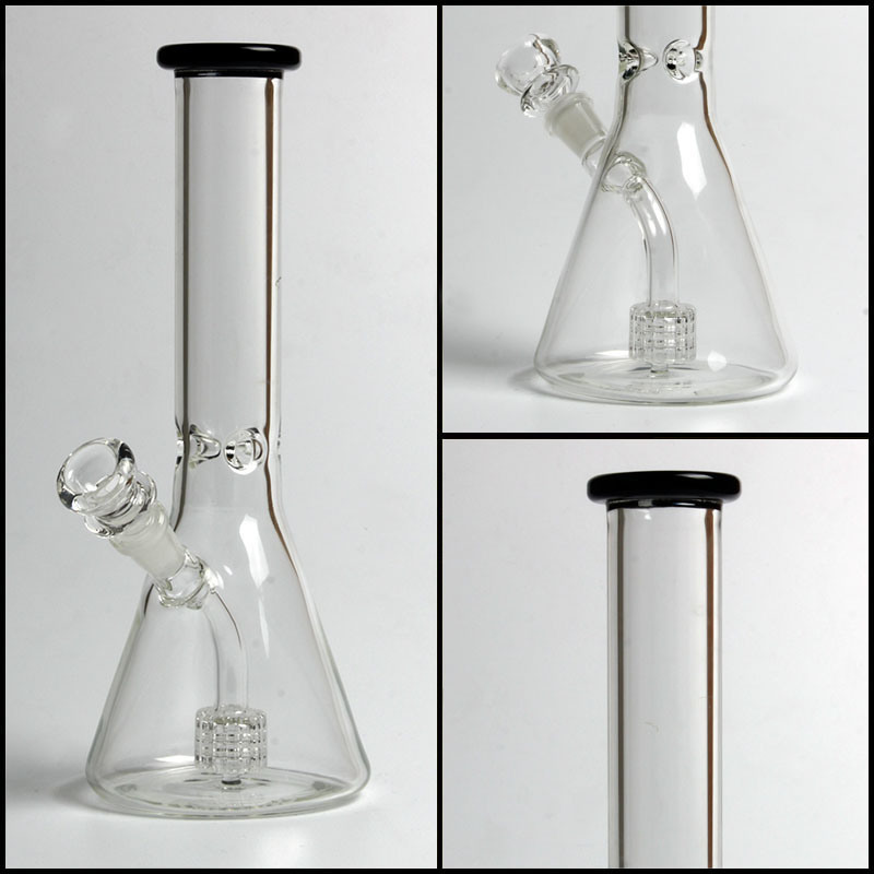 Hfy Glass Wholesale Glass Diamond Beaker Black Matrix Perc Glass Smoking Pipe Water Hookah