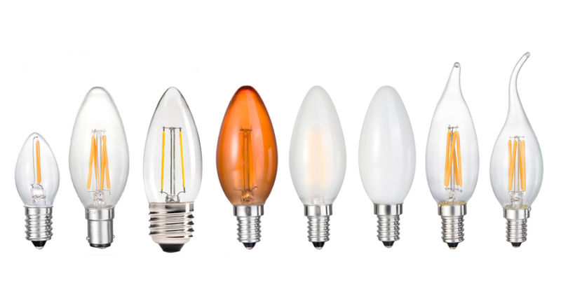 New LED Tail Flameless Candle C35 Glass Lamp Bulb 2W 4W 6W for Energy Saving