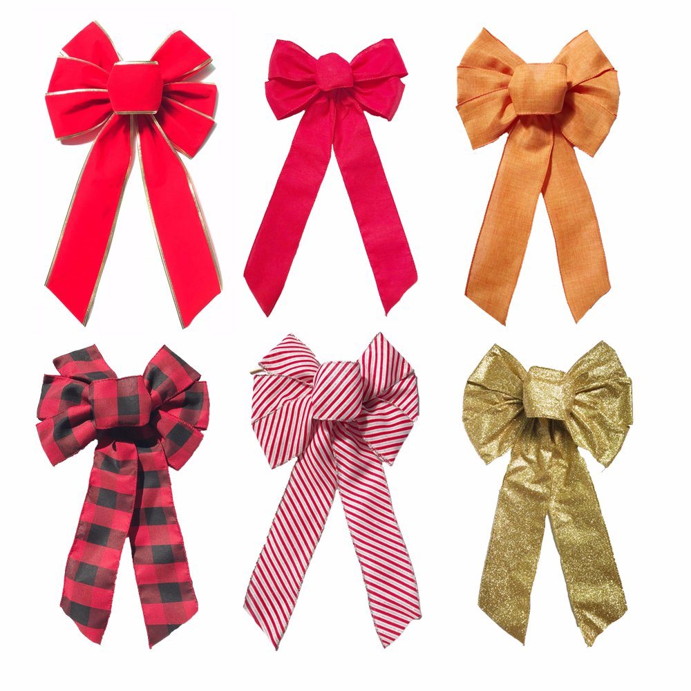 Red Velvet Ribbon Bow for Holiday Decoration