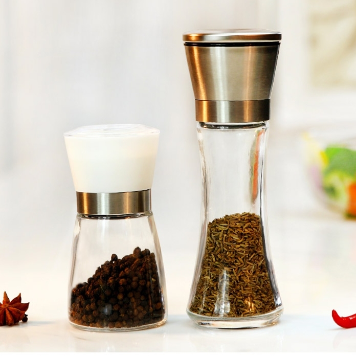 180ml Glass Salt & Pepper Mill with Grinder Lid