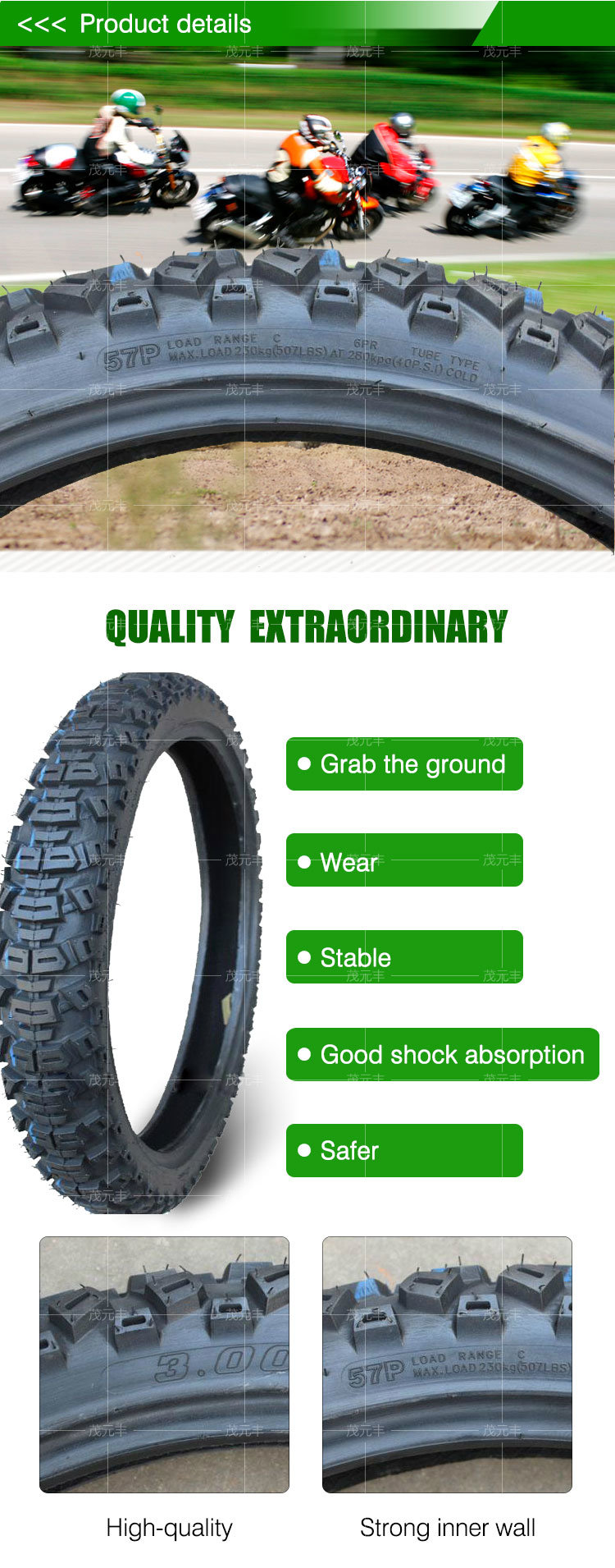 Cross-Country Color Motorcycle Tires 3.00-21