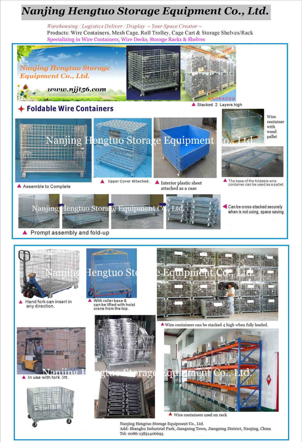 Stackable Galvanized Steel Wire Mesh Pallet Cage with Heavy Duty