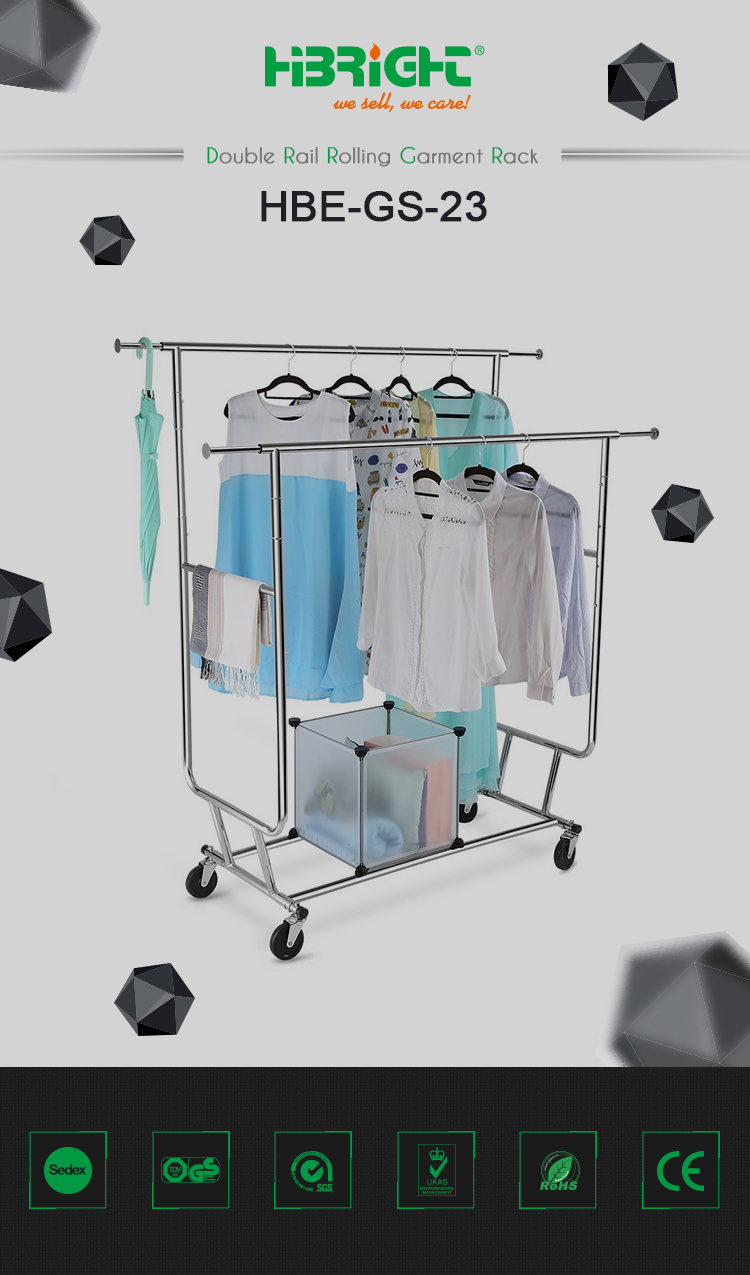 Folding Chromed Garment Rack Rail