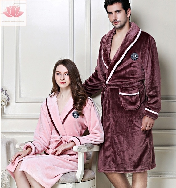 Fleece Heavy Terry Robes T Coupleâ€²s Western Flannel Bathrobe 2259