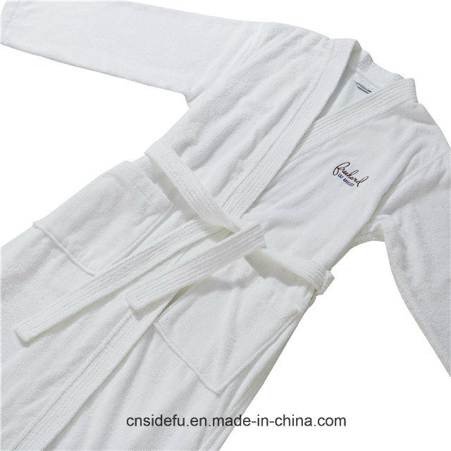 Embroidery Luxury White Hotel 100 Cotton Terry Cloth Bath Robe