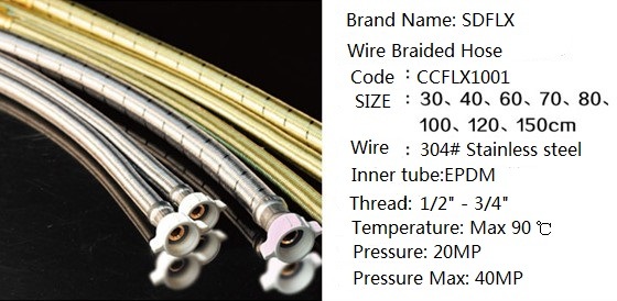 Stainless Steel Flexible Wire Braided for Water Mixer Kitchen Faucet, Basin Faucet