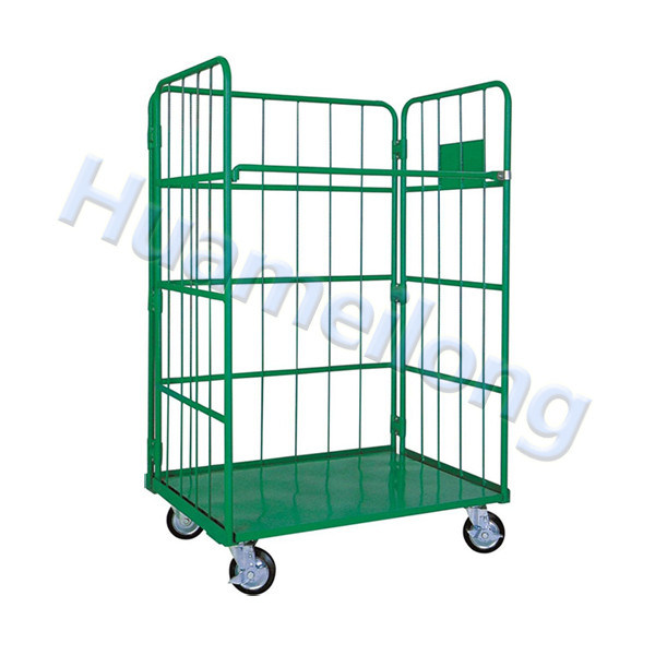 Japanese 4 Sides Large Warehouse Stackable Industrial Wire Mesh Trolley