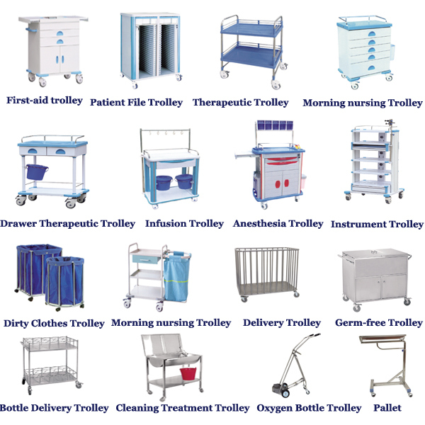 Factory Direct Price Stainless Steel Medical Trolley Hospital Drug Delivery Trolley with 2