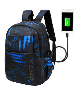 Korean USB Charging Double Shoulder Bag Leisure Large Capacity Primary High School Student Bag Outdoor Travel Bag