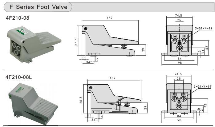 Airtac Type 4f210-08 Foot Pedal Valve