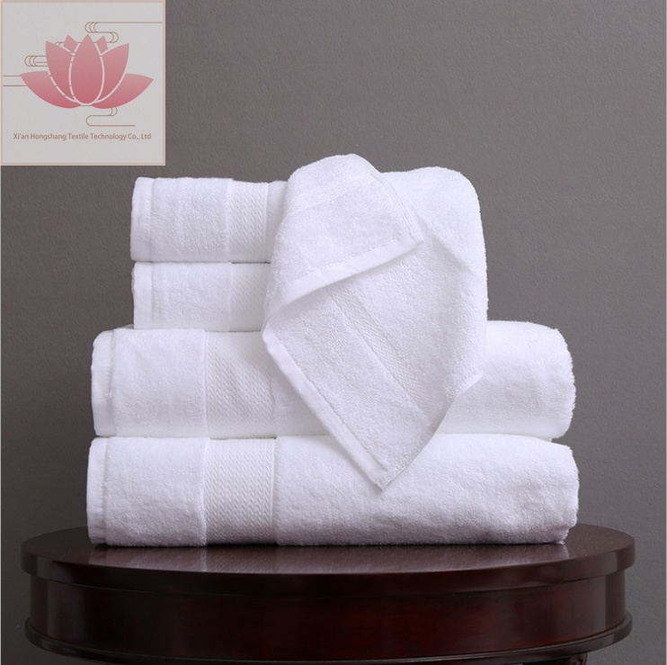 Custom Star Hotel Used White 100% Cotton Jacquard Terry Towel