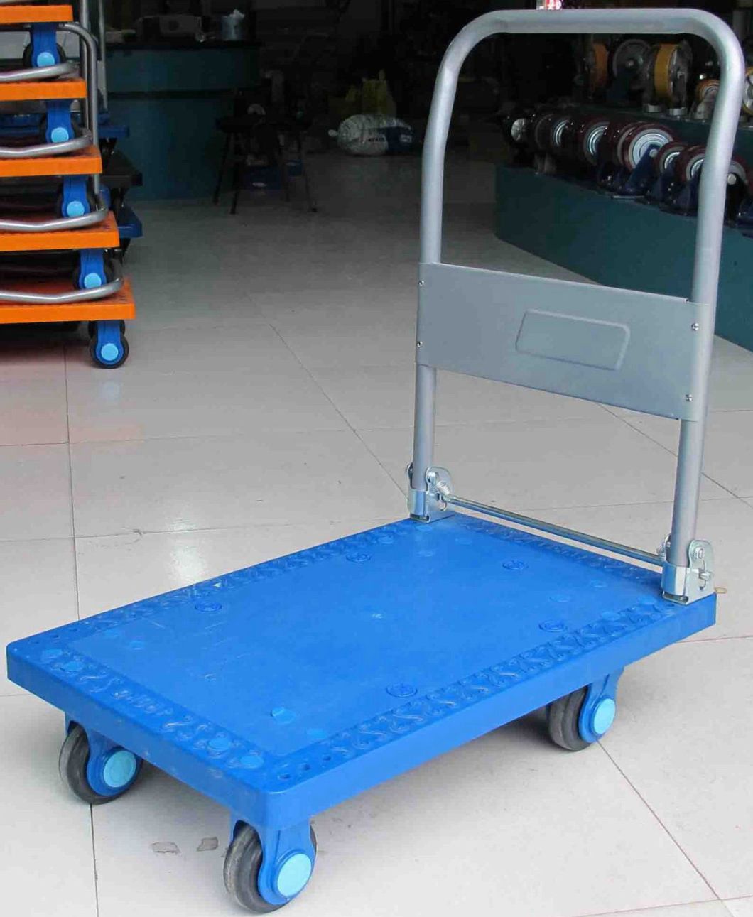 150kg High Quality Plastic Platform Hand Cart Folding Pallet Industrial Trolley