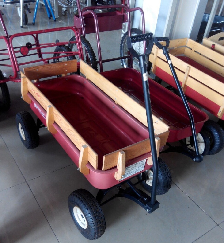 Popular Wholesale Children Toy Wooden and Metal Hand Wagon Cart Tc1801