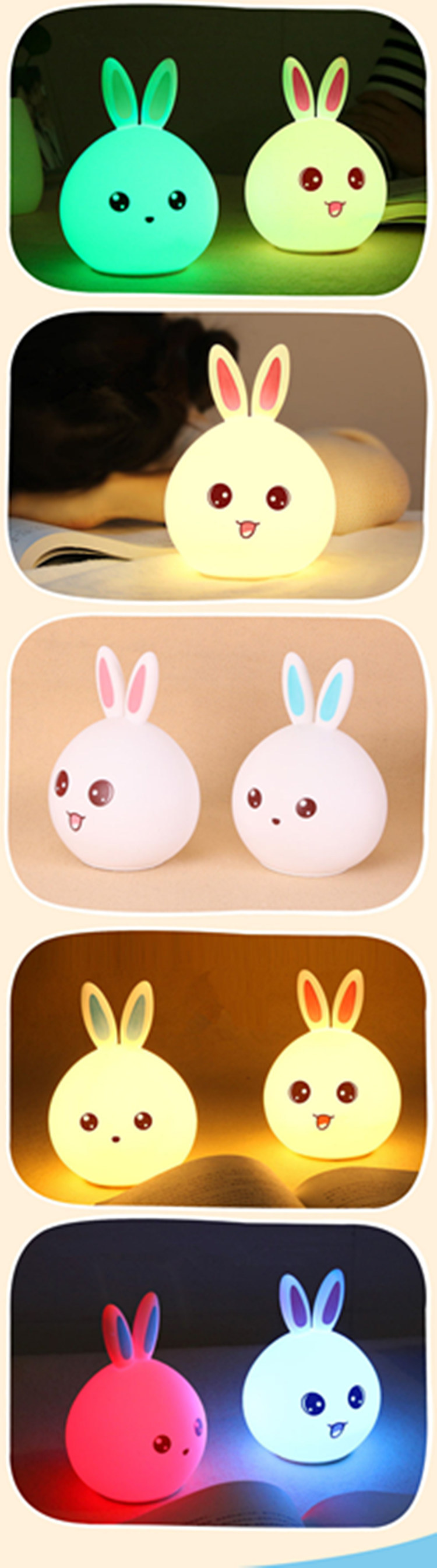 Sy03-08-001 Rabbit Shape Cartoon Silicone LED Night Light