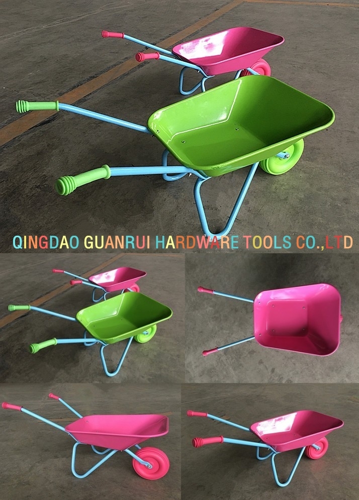 Safe Metal Child Toys 0.4cuft 9L Kids Wheelbarrow