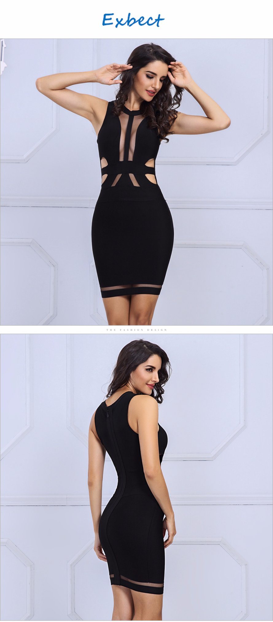 Black High Waist Dress Bandage Women Dress