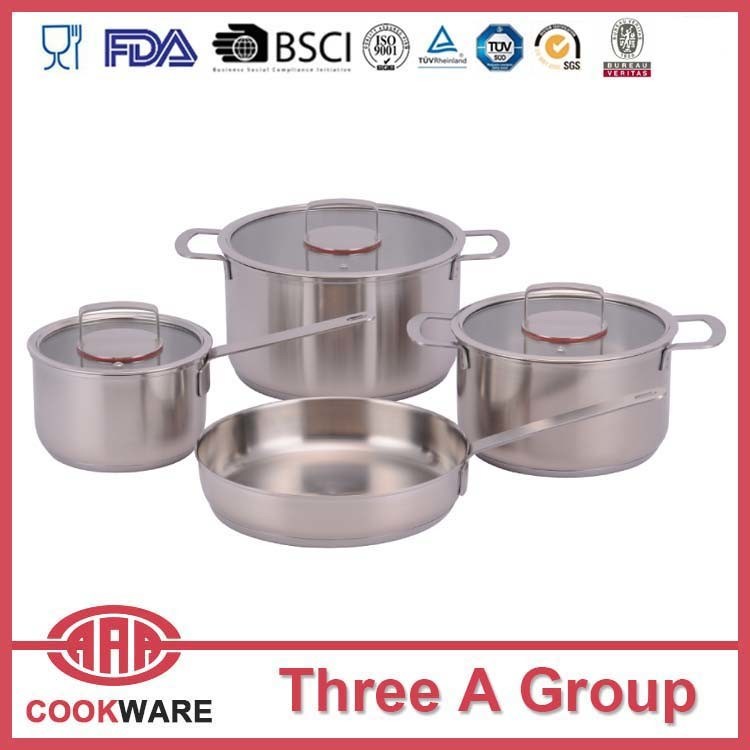 7PCS Cookware Set Stainless Steel Casserole Flat Glass Lid Cookware