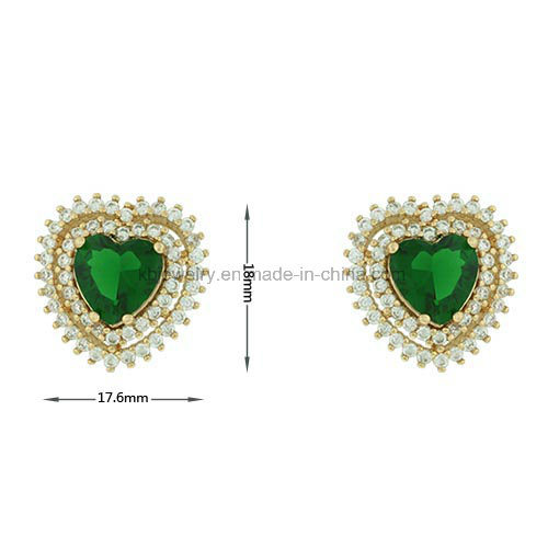 Copper Jewelry Ear Stud Plated Heart Earrings for Women (KE3093)