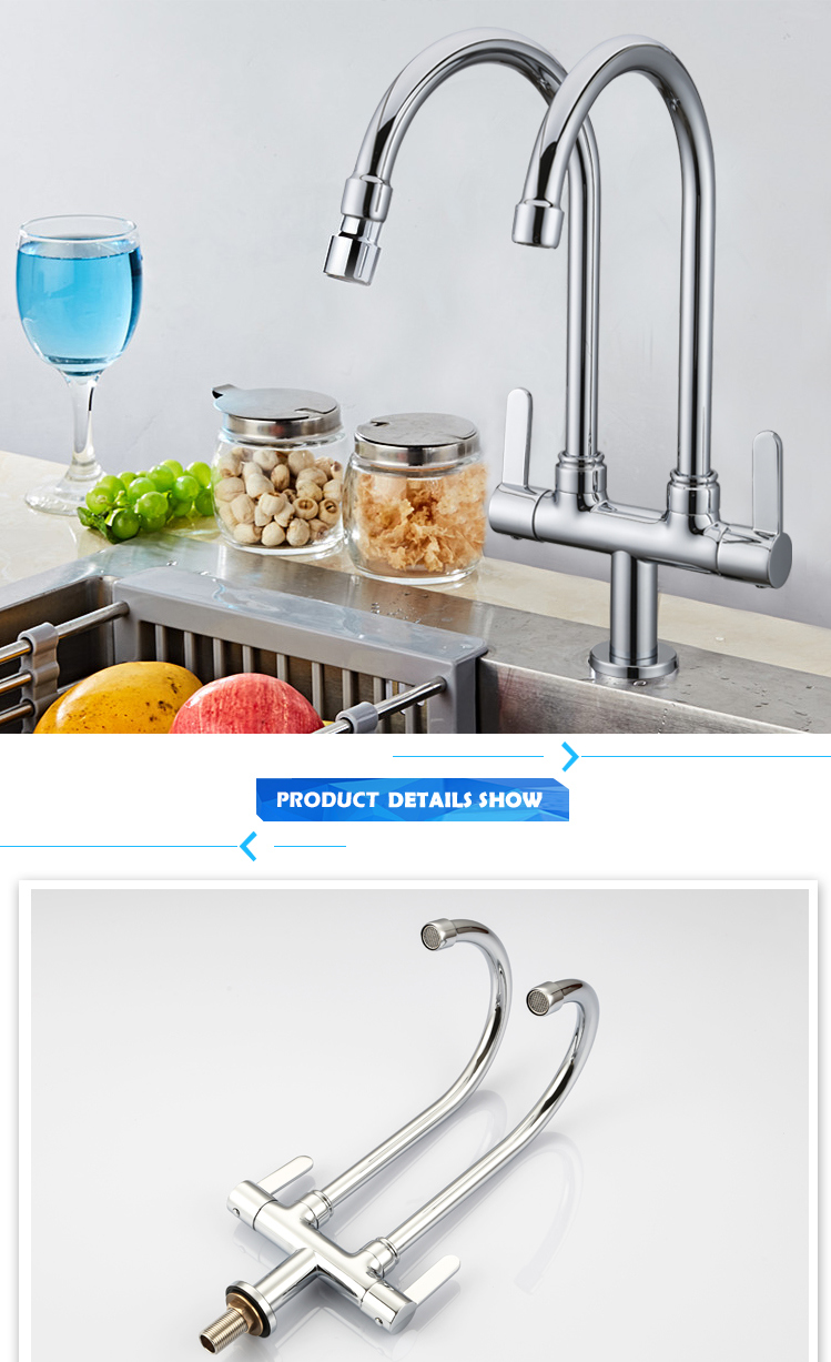 New Design Double Handle and Taps Brass Single Cold Kitchen Faucets From High Quality Manufacturers