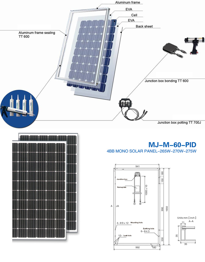 260W High Quality Mono PV Solar Cell for Solar Power System