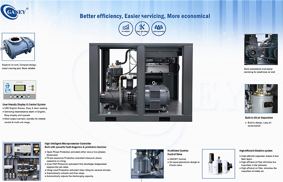 22kw 30HP Energy Saving Industrial Direct-Coupled Screw Air Compressor