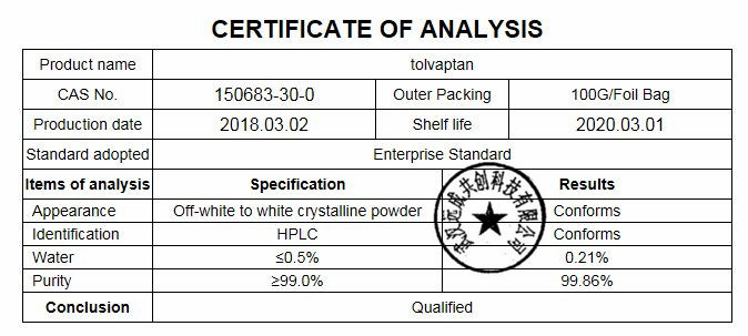 99.7% Purity Antagonists Tolvaptan Powder 150683-30-0