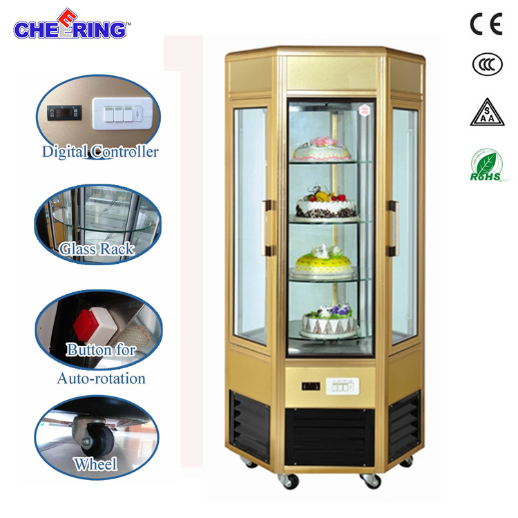 Aluminum Alloy Glass Door Cake Cabinet Showcase with Rotating for Cake Shop