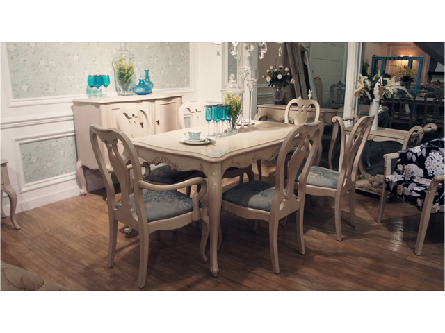 French Stylsolid Wood Covered Dining Room Furniture