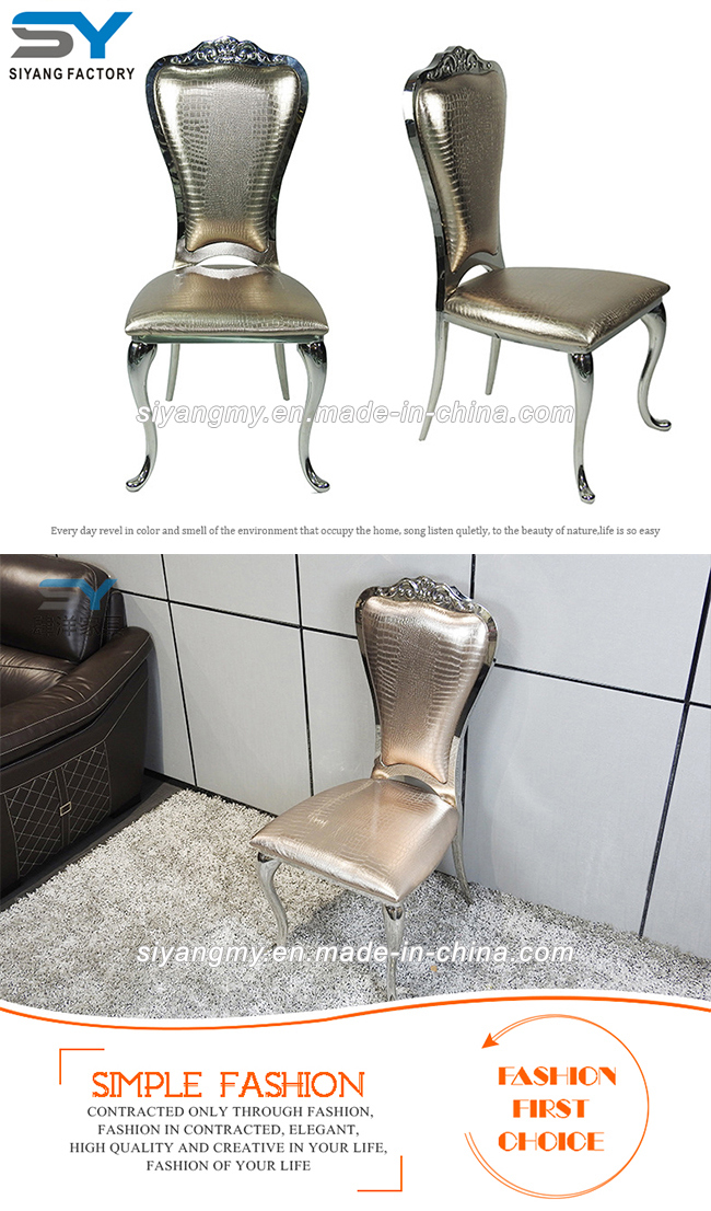 Restaurant Metal Tiffany Chair Genuine Leather Dining Chair Modern Design