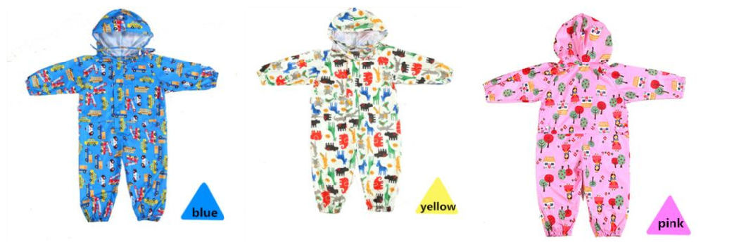 1-9 Years Old Kids Jumpsuit Baby One-Piece Cartoon Kid Students Hooded Raincoat Suit Children Rainwear and Rain-Proof Pants Set Children Raincoat