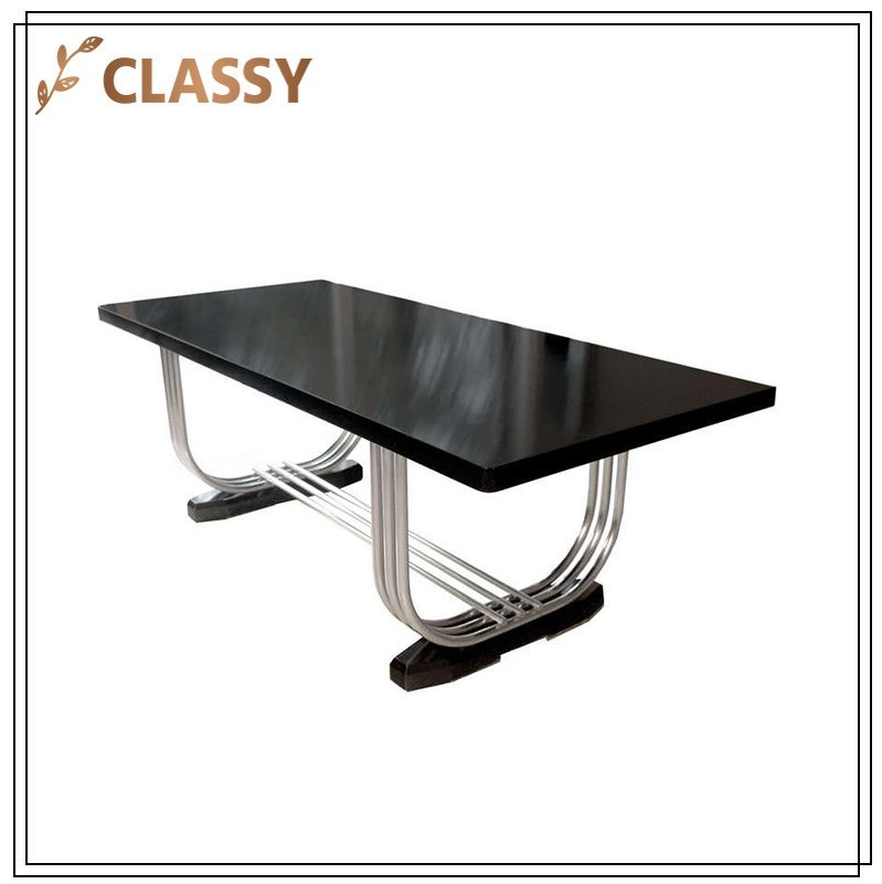 Modern Design Rectangular Shape Stainless Steel Base Dining Table