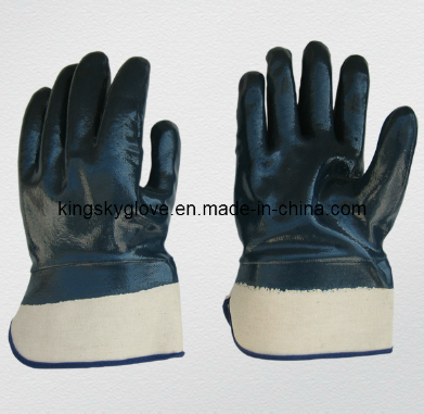 Fully Coated Blue Nitrile Chemical Glove with Jersey Liner-5016