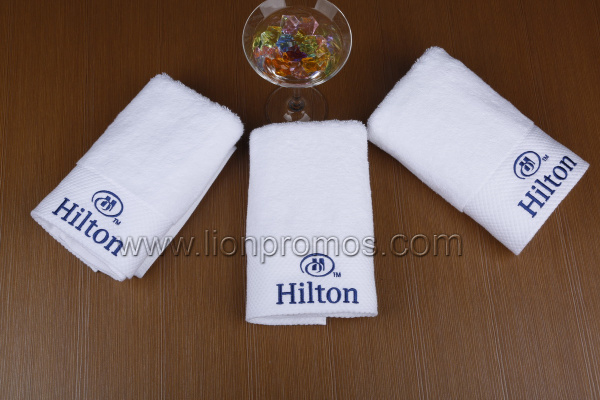 Hotel Logo Embroidery Cotton Terry Hand Satin Towel