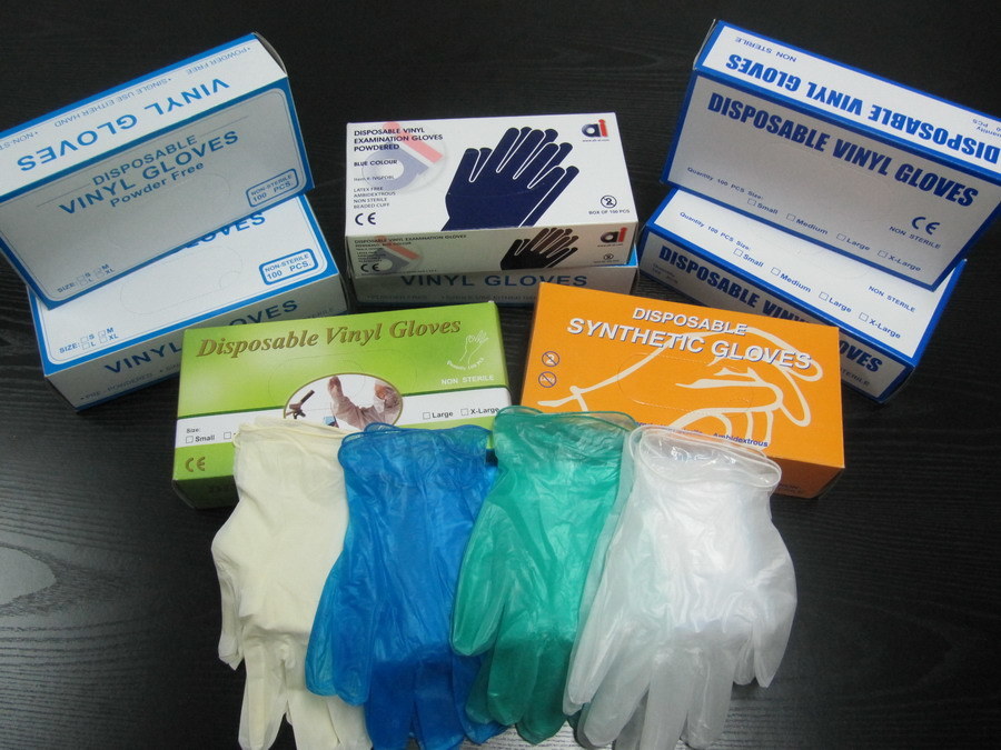 Powdered and Powder Free Disposable Examination Vinyl Gloves Clear White