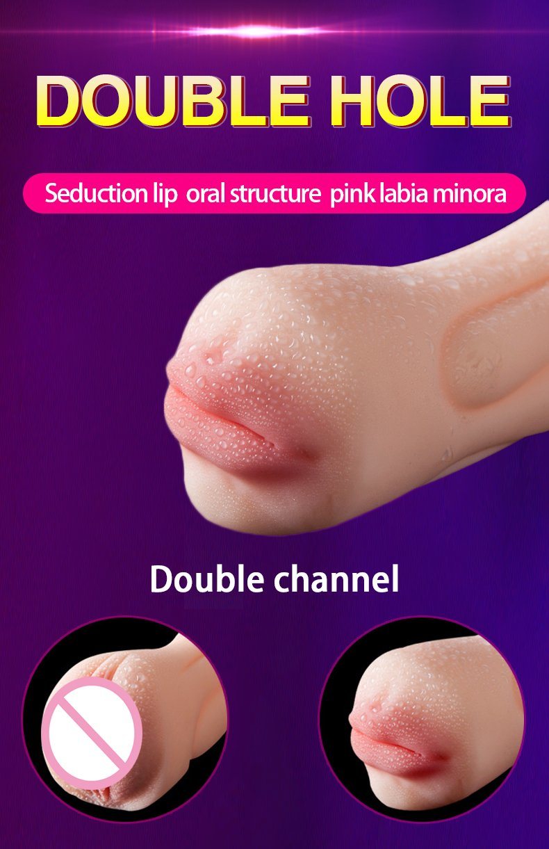 Sex Shop 3D Double Head Pussy Realistic Artificial Vagina Oral Sex Toy Male Masturbators Cup Adult Pussy Oral Sex Toys for Man