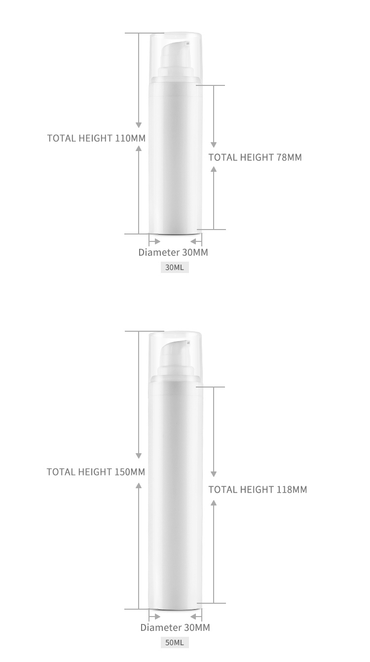 15ml 30ml 50ml Wholesale Snap on Empty Airless Bottle with Treatment Pump