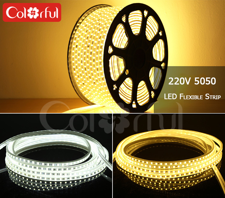 Long Life High Brightness AC230V SMD5050 LED Strip Light