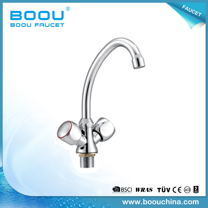 Boou Double Round Handles Hot and Cold Water Basin Mixer