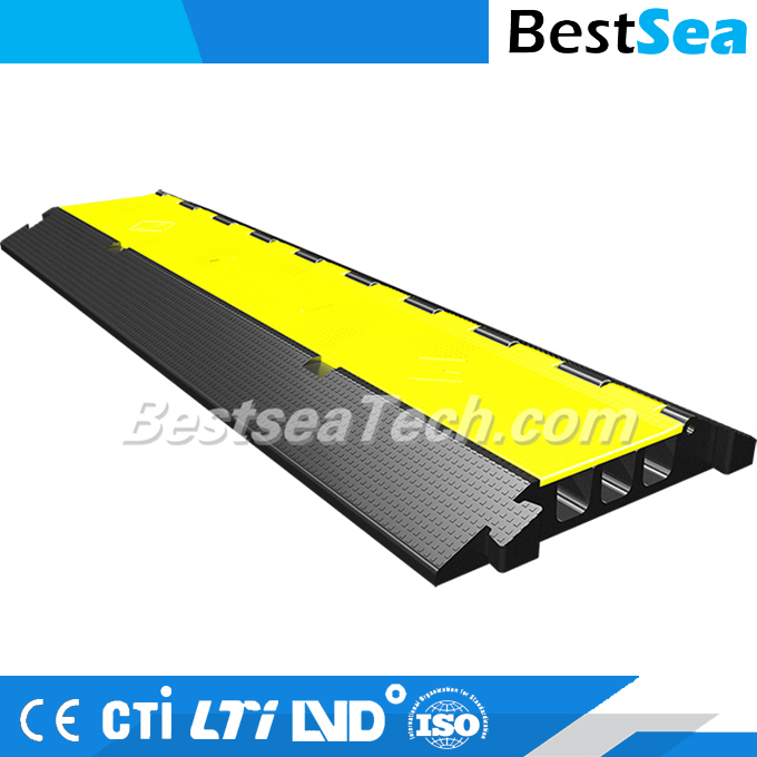 Rubber Cable Protector Floor with 2/3/5 Channel, PU Underground Cable Trunking Protection Cover