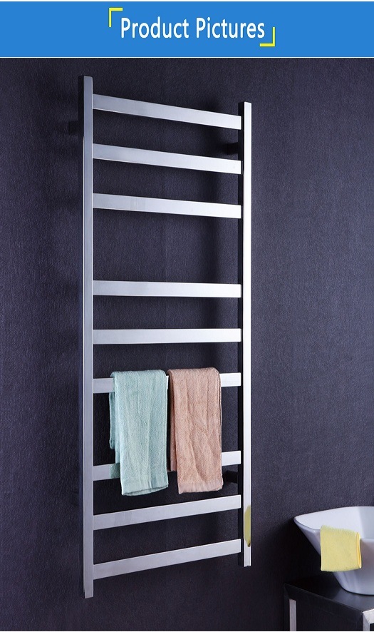 Stainless Steel Bathroom Towel Rail Square Tube Towel Warmer Rack