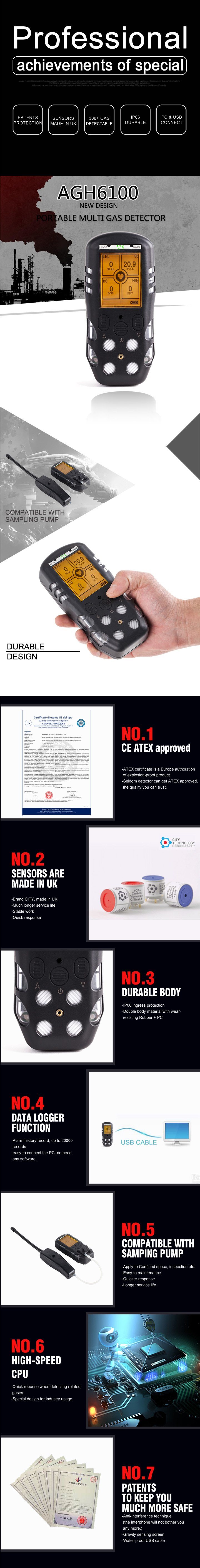 Diffussion Type Lel O2 H2s Co Gas Detector with Explosive-Proof