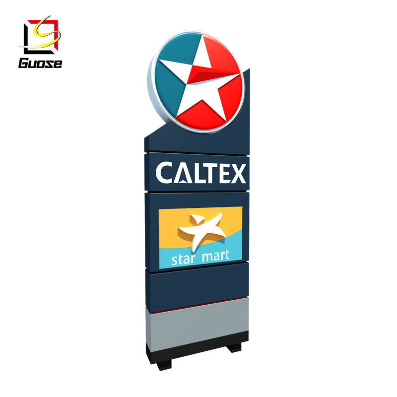 Custom Pylon Sign Outdoor Advertising Pylon Sign Modern Petrol Station Design