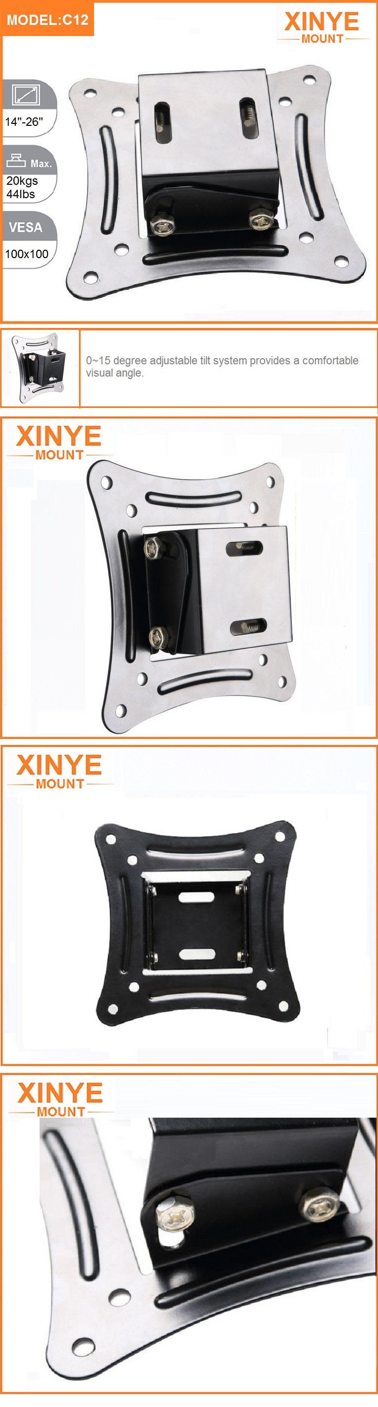 LCD Plasma 15 Degrees Tilt TV Wall Brackets