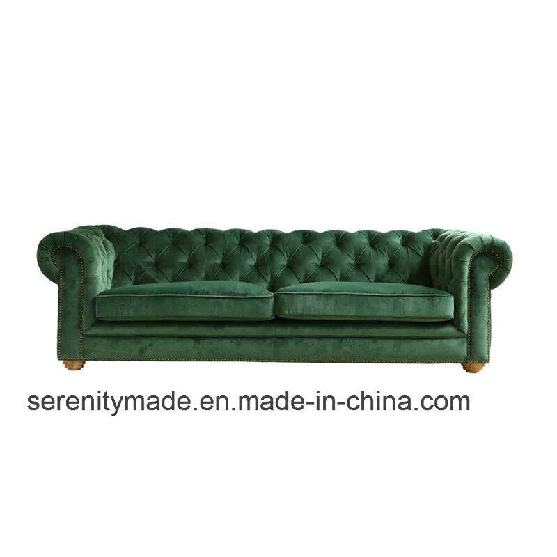 Functional 4 Seaters Green Fabric Furniture Sectional Sofa