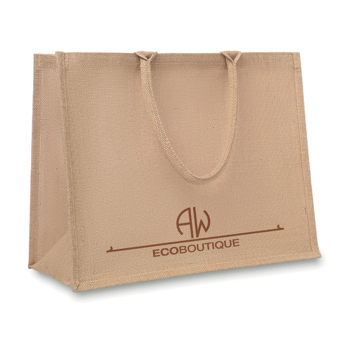 Jute Shopping Bag Laminated with Front in Canvas and Cotton Webbing
