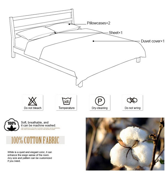 100% Cotton Satin Plain White Hotel Bedding Sets (DPF2475)