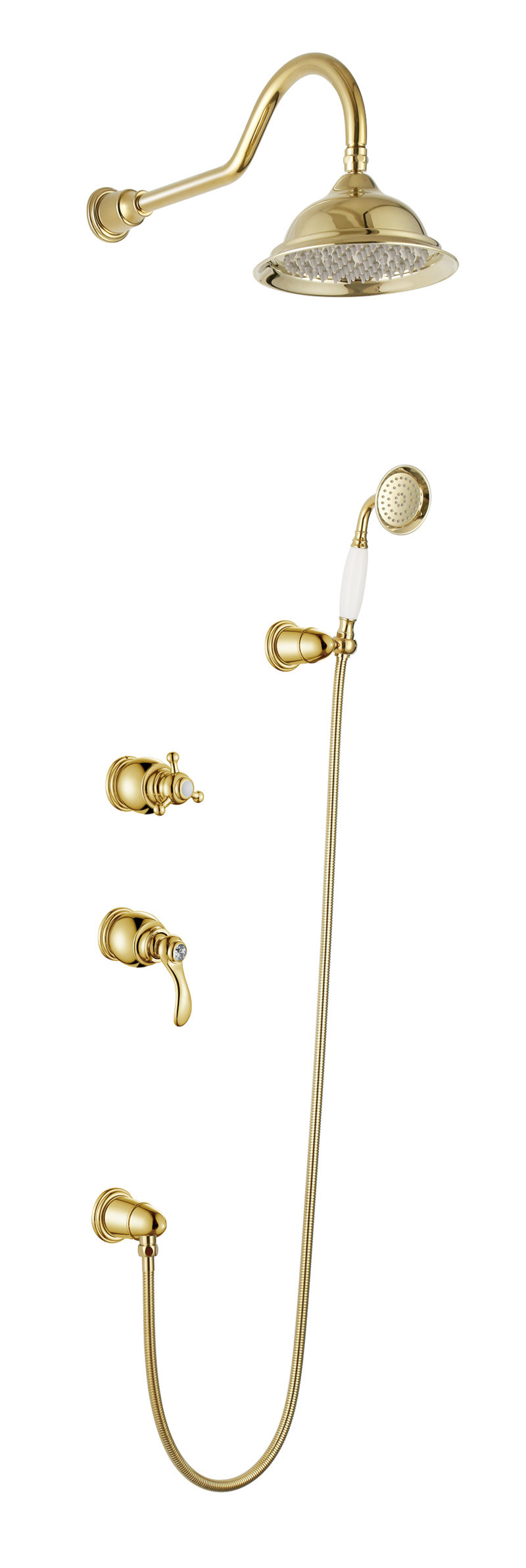 Wall Mounted Antique Brass Concealed Shower Set (zf-W55)