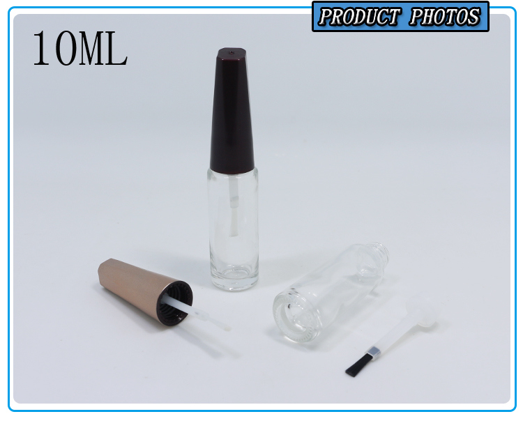 10ml Clear Round Brush Nail Polish Glass Bottle