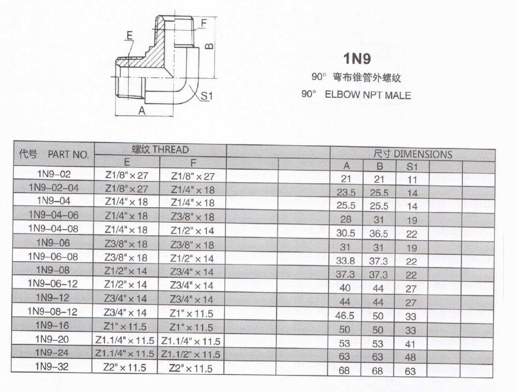 90 Deg Elbow NPT Male/NPT Thread Fitting