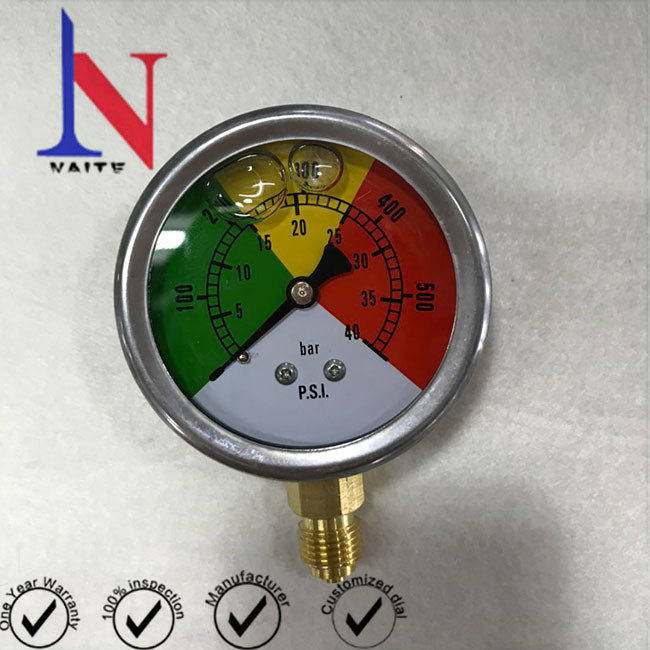 63mm Diameter Stainless Steel Bezel Brass Thread Pressure Gauge